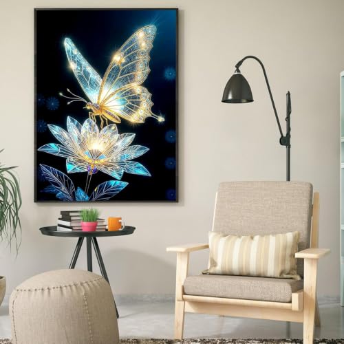 Light and Butterfly Stamped Cross Stitch Kits for Adults, 11CT Needlepoint Counted Cross Stitch Kits for Beginner, Printed Dimensions Embroidery Kit Art Craft for Home Wall Decor 12x16 Inch - color: SZXY004-US