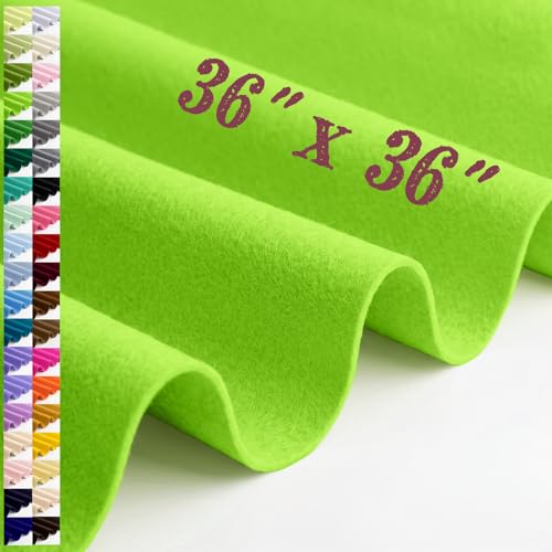 Large Felt Fabric Sheet 36 x 36 Inch, 1.6mm Thick (Lime Green) - color: Lime Green