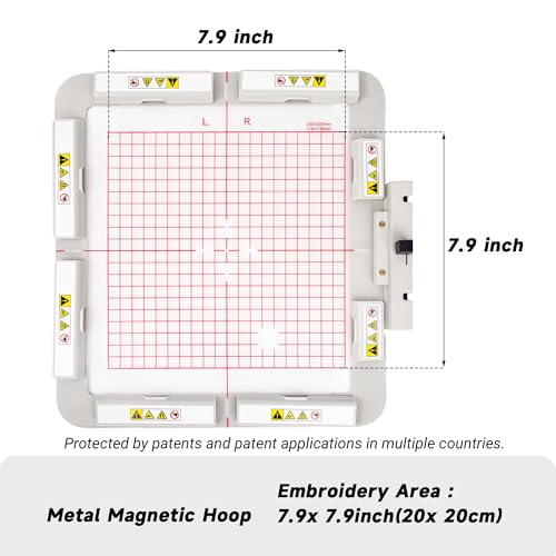 Brewland Magnetic Embroidery Hoop for Janome MC550E MC500E 7.9x7.9in - size: 7.9"x7.9"(200x200mm)-JA412MK