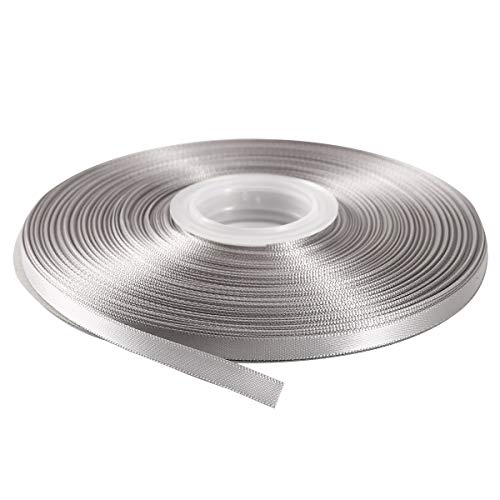 ITIsparkle 1/4" Inch Double Faced Satin Ribbon 50 Yards-Roll Set for Gift Wrapping Scrap Books Party Favor Hair Braids Baby Shower Decoration Floral Arrangement Craft Supplies, Silver Ribbon - color: Silver