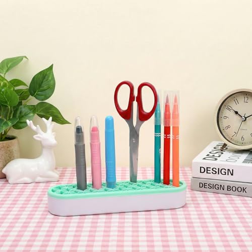 Elsjoy 3 Pack Silicone Makeup Brush Holder, Desktop Cosmetic Organizer Pen Holder, Sewing Tool Holder Beauty Tool Organizer Stand for Brush, Scissors, Toothbrush