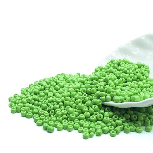 1000 Pcs Craft Glass Pony Beads for DIY Jewelry Making, 4mm 6/0 Colorful Bulk Beads for Bracelets, Necklaces, Rings and Earrings (Grass Green) - color: Grass Green