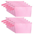 10 Pieces Cotton Canvas Makeup Bag with Bottom and Strap, Multi-Purpose Cosmetic Bag with Zipper Travel Toiletry Pouch, Blank DIY Craft Bag (Pink, S) - color: Pink, size: S