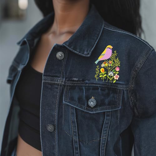 Peacoblue Bird and Flower Stick and Stitch Embroidery Patterns - color: Bird and Flower