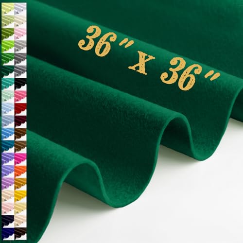 Large Felt Fabric Sheet 36 x 36 Inch, 1.6mm Thick (Hunter Green) - color: Hunter Green