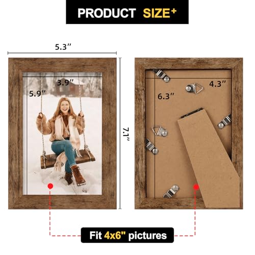TOFOREVO 4x6 Picture Frames Set of 2, Rustic Brown - color: Rustic Wood, size: 4x6