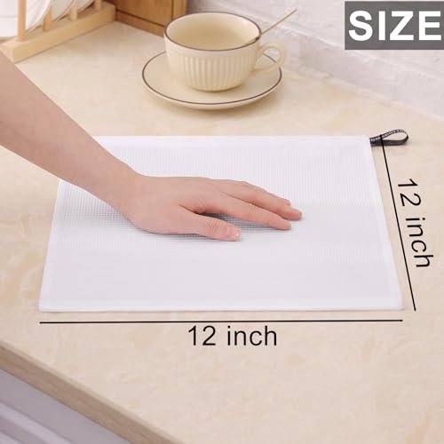 Homaxy 100% Cotton Waffle Weave Dish Cloths, 6 Pack, White - color: White, size: 12 x 12 - 6 Pack