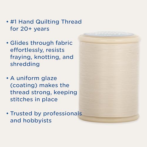 YLI Hand Quilting Thread - 100% Egyptian Cotton, Glazed, Strong & Tangle-Free, 500 yd. Spool - Natural - color: Natural