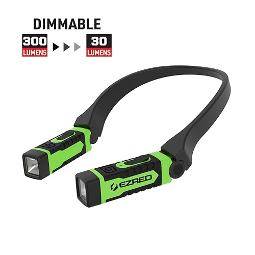 EZRED Anywear Rechargeable Neck Light for Hands-Free Lighting - NK15-GR Green, Perfect Light for Mechanics, Camping, Hunting, DIY Projects, Reading - color: Green