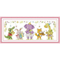 ITSTITCH Stamped Cross Stitch Kits - Full Range of Embroidery Patterns for Beginners or Adults,14 CT 2 Strands DIY Counted Needlepoint Arts Craft-Little Animal Band 23.2×10.6 inch - color: Little Animal Band