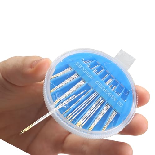Eketirry 60pcs Premium Hand Sewing Needles，2 Pack 30-Count Assorted Needles for Sewing Repair, 6 Different Sizes Sewing Needles with 2 Threaders (Blue& Black,1) - style: Blue&Black