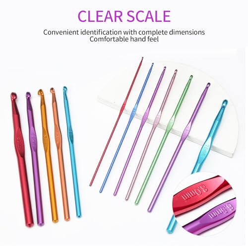 Coloured Crochet Hooks, 37 PCS Crochet Hook Set, High Quality Crochet Needles for Arthritic Hands, with Large-Eye Blunt Needles and Stitch Markers