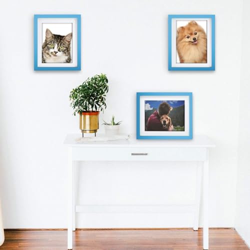 WUTL 8x10 Picture Frames Solid Wood 6x8 Photo Frame with Mat Blue 6 Pack - color: Blue, size: 8x10