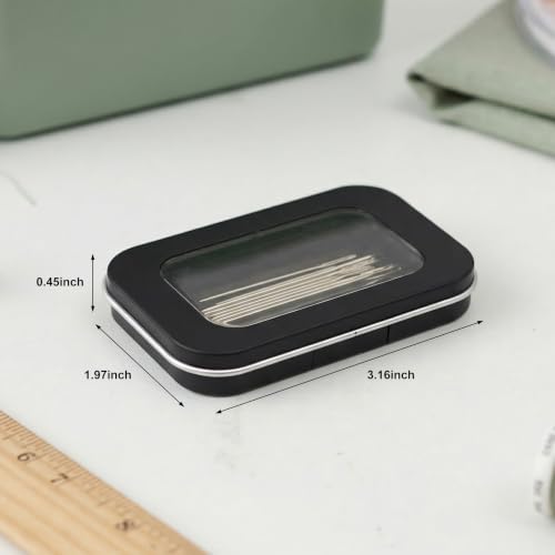 Magnetic Needle Case with Clear Lid, Compact Sewing Needle Case with 8 Assorted Needles, Portable Needle Holder for Quilting, Embroidery, Mending and Travel