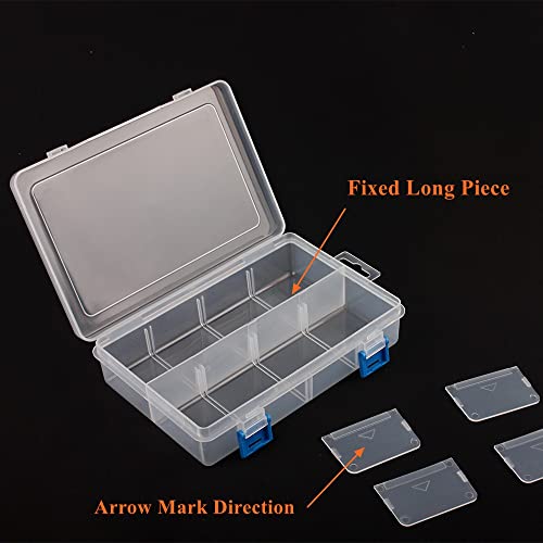 3 Pack Plastic Parts Storage Case and Adjustable Divider Box for Hardware and Craft, 8 Grids, Clear - size: 8 Grids