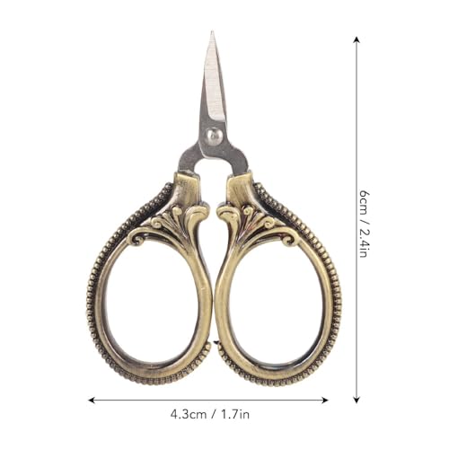 Stainless Steel Scissors Little Portable Vintage Embroidery Scissors for Sewing Crafts Artwork Cross Stitch Cutting Handmade DIY Tools(Yellow bronze) - color: Yellow Bronze