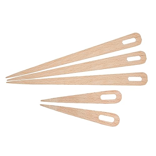 Haosie Wood Needle, 5pcs Wooden Weaving Crochet Needles Hand Loom Stick