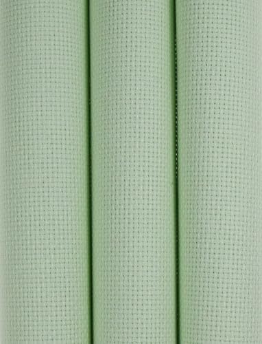 KCS 3 pc of 15" x 18"(38cmx45cm) Counted Cross Stitch Cotton Aida Cloth Needlework Rolled Fabric Box,16CT,Light Green - color: Light Green, size: 16CT