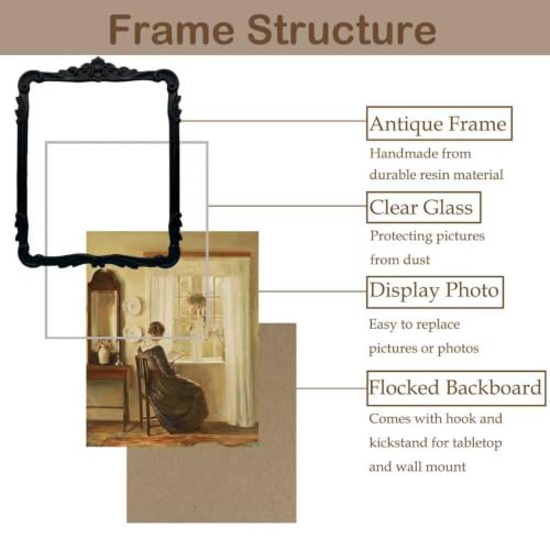 Vintage Picure Frames 8x10 Antique Black Gothic Picture Frames for Tabletop and Wall Mount Ornate Victorian Home Decor Gallery Wall Decor(8x10 inch) - color: Black, size: 8x10