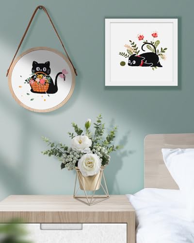 TINDTOP 2 Pack Embroidery Kit for Adult Beginners, Embroidery DIY Starter Kit, with Black Cat and Flowers Stamped Patterns, Hoop, Tools, Colorful Threads with Needles, Instructions - color: Black Cat