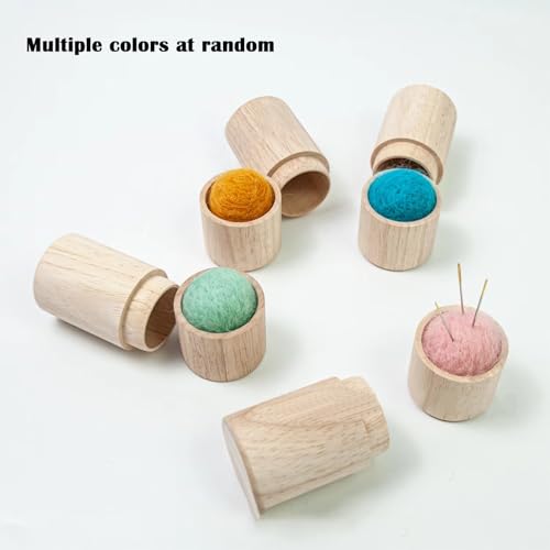 Wooden Portable Sewing Needle Storage Case with 12 Needles