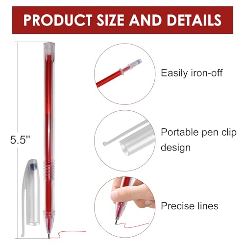 36pcs Heat Erasable Pens for Fabric, Assorted Colors, Fabric Pens for Sewing Erasable for Quilting Sewing DIY Dressmaking Fabrics Tailors Chalk