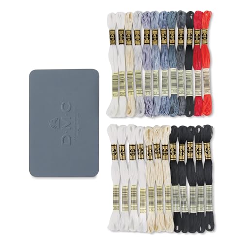 DMC Black Tin Embroidery Floss - Monochrome Colors - 24 Count - 8.7 Yard Skein