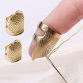2 Pack Adjustable Metal Sewing Thimbles S+M – Finger Protector for Quilting Embroidery Needlework and DIY Craft Safety Use - color: 2 Golden