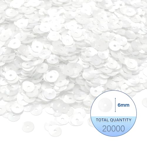 Mandala Crafts 6mm Flat Round Clear Sequins for Sewing Embroidery - color: Clear, size: 6mm Flat Sequins