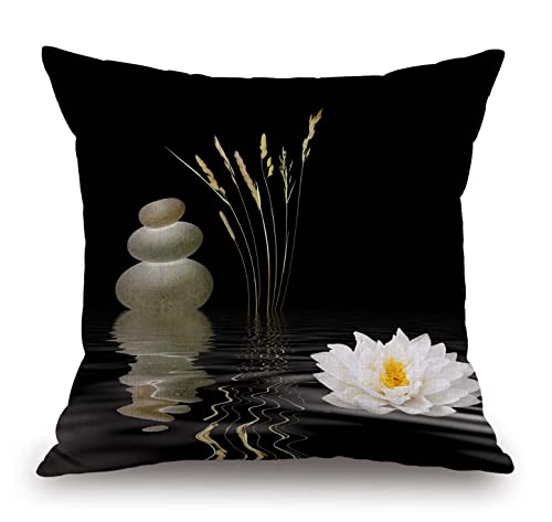 TSSOHU Decorative Throw Pillow Cover Asian Zen Stone, Pillow Covers 18"x 18" Meditation Japanese Lotus Spa Room Decor for Living Room Couch Cushion Bed Indoor Outdoor Home Decor - color: Tss38