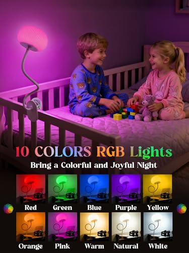 Clip on Lamp, 10 RGB Colors+10 Brightness Clip on Desk Lamp for Dorm Lamp