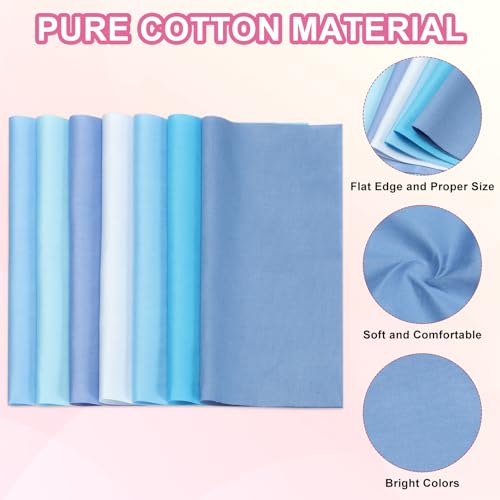 PATIKIL Cotton Fabric Bundles, 14 Pcs 10 x 10 Inch Fat Quarter Solid Color Precut Fabric Squares for Sewing Patchwork Quilting DIY Crafts, Blue - color: Blue, size: 10 x 10 Inch