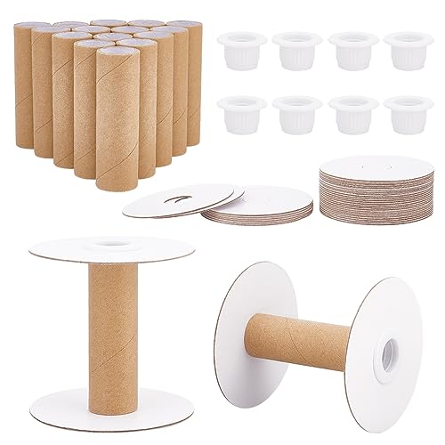 PH PandaHall 16 Sets Empty Paper Thread Spools, Wire Weaving Bobbins Paper Sewing Spools Removable Empty Wire Spools for Yarn Cord Chain Embroidery Sewing DIY Arts Crafts, 80mm/3.15" - size: 80mm/3.15"