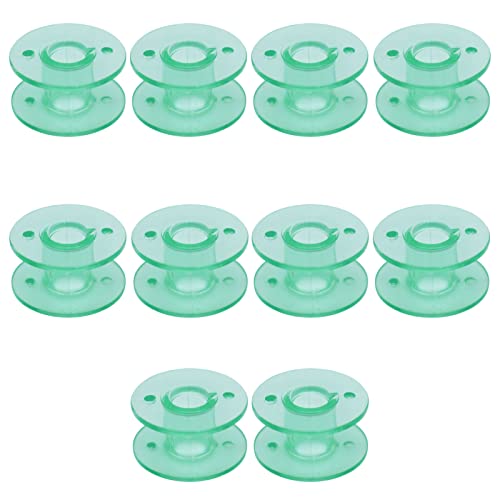 YEQIN 10 pcs Green Class 15 (A Size) Plastic Bobbins #X52800150 for Brother Babylock Singer Juki Sewing Machines - color: Green