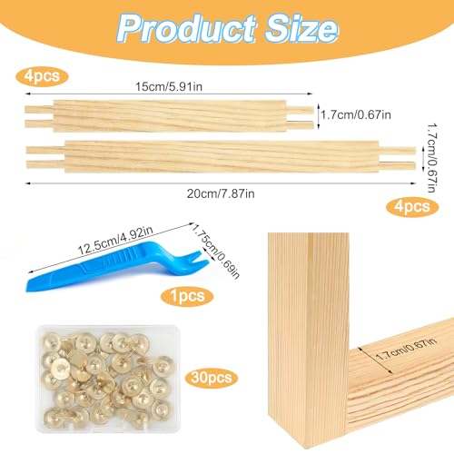 8 PCS Embroidery Stretcher Bars Frame Set - Wooden Needlepoint Frame Kit with 2 Sizes & 30 Thumb Tacks, Adjustable Needlework Frame for Embroidery, Cross Stitch, Canvas & DIY Crafts (6in+7.8in) - color: 6in+7.8in
