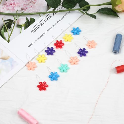 Embroidery Needle Threader Set – 12pcs Plastic Flower-Head Tools for Hand & Machine Sewing, Cross Stitch, Knitting, Quilting (Mixed Colors)