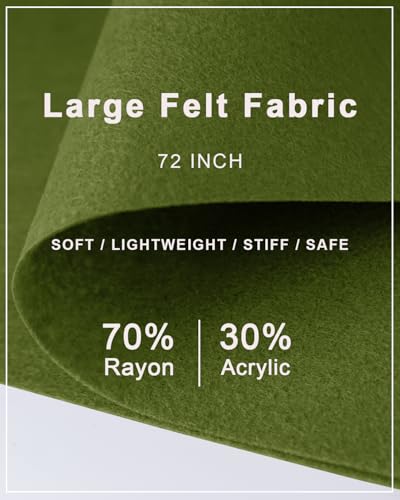 Olive Green Felt Fabric 72" x 36", Large Stiff Craft Felt Sheet by The Yard - color: Olive Green, size: 72" X 36" (1 Yard)