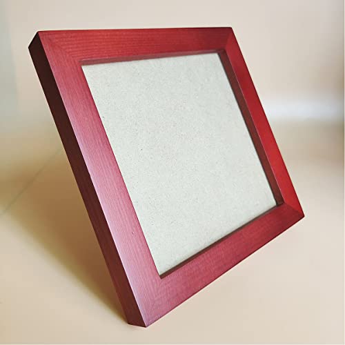 6x6 Picture Frames RED Solid Wood Frame, Plastic Panel (Film Needs to be Removed) Table or Wall.Front Window Opening 5.5x5.5 inch. - color: Red, size: 6x6