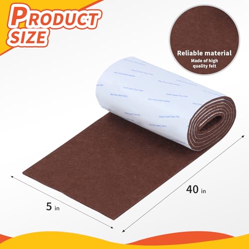Felt Furniture Pads, 40 x 5 x 0.12 Inch Felt Strips - color: Brown, size: 5" x 40" (1 Pack)