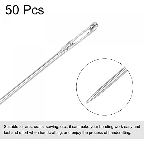 uxcell Beading Needles Fine Thin Long Straight Sewing Embroidery Threads Stainless Steel 1.89 Inch 50Pcs - size: 48mmx0.45mm