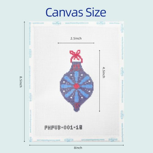Howie's Needlepoint Festival Bauble Needlepoint Kits for Adults & Beginners, 18 Mesh Printed Needlepoint Canvas, Stamped Patterns Canvas Starter Kits(Blue Flower Bauble,4.5"X 2.5") - color: Blue Flower Bauble