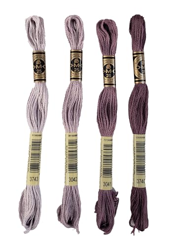DMC 6-Strand Embroidery Cotton Bundle - Antique Violet Color Family -4 Skeins of Thread - 8.7yd Skeins
