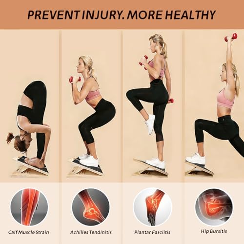 ZALL Slant Board Balance Board 2-in-1 Wooden Adjustable Calf Stretcher