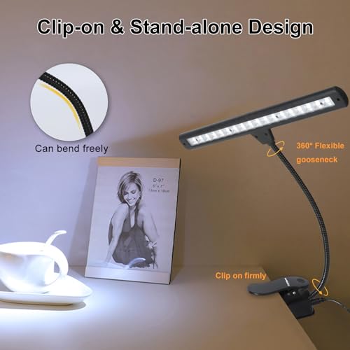 Music Stand Light,Clip On Piano Lights 18 LED Orchestra Light Clip On Reading Light,Fully Adjustable No Flicker for Piano,Book Reading, DJ, Craft Work (Powered by AC Adapter AAABatteries)