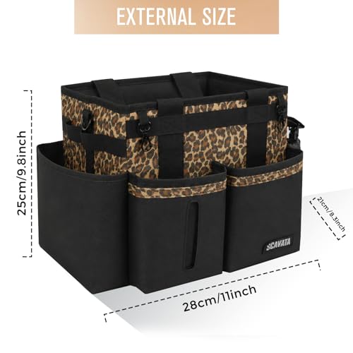 SCAVATA Compact Wearable Cleaning Caddy with Handle & Shoulder Straps - color: Leopard