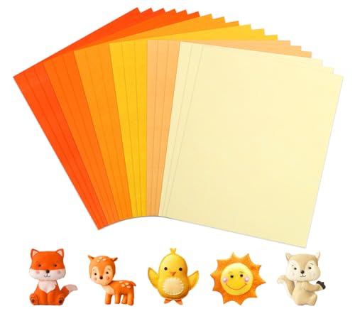 Whaline 18Pcs Orange Felt Fabric Sheets Soft Thick Assorted 6 Colors Craft Felt Pack for Fall Thanksgiving DIY Crafts Sewing Patchwork Art Projects, 7.9 x 11.8 Inch - color: Orange