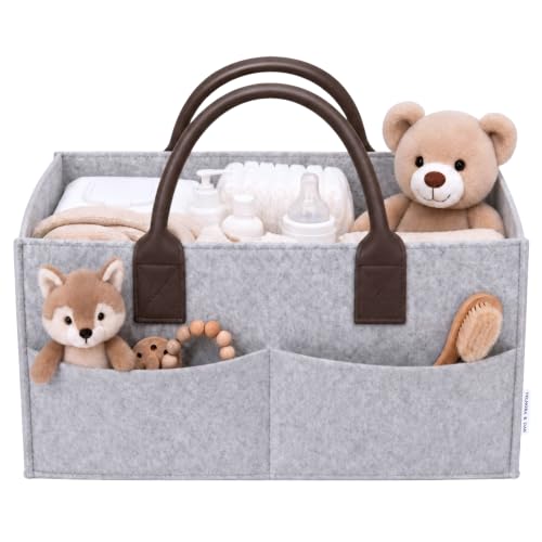 Felt Diaper Caddy Organizer, Nursery & Car Organizer - color: Grey
