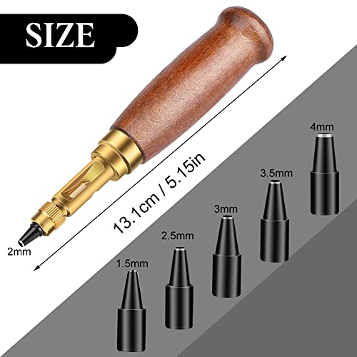 TLKKUE Adjustable Leather Hole Punching Tool Automatic Puncher - color: Red brown