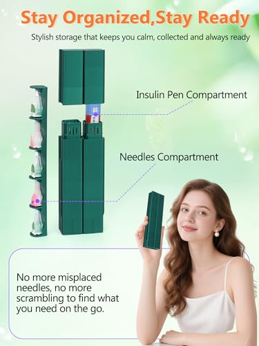 Leng Ke Insulin Cooler Travel Case - Insulin Pens Holder Compatible with Ozempic Pen Fridge Travel Case, Diabetic Pen Storage for Insulin Pens & Needles,Compact & Leak-Proof (Dark Green) - color: Dark Green