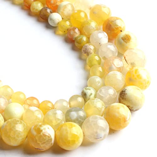 45pcs Round Loose Yellow Fire Agate Beads for Bracelet Beads，8mm Gemstone Bead Round Loose Stone Beads for Jewelry Making DIY Bracelet Necklace Earrings - color: yellow fire, size: 8mm